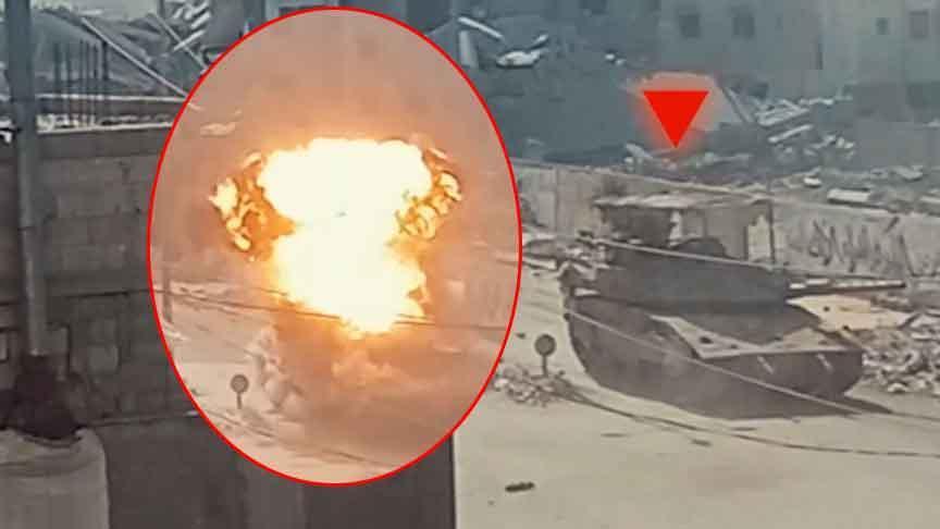 Gazze'den sıcak görüntü! 'Yasin 105' İsrail tankını böyle hedef aldi