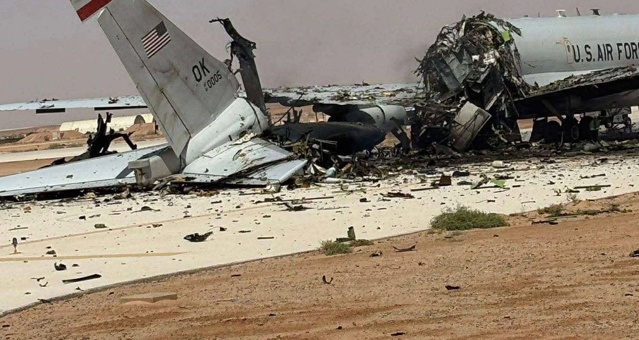 İran'ın Prens Sultan Üssü saldırısında vurulan E-3 Sentry'nin görüntüleri paylaştı